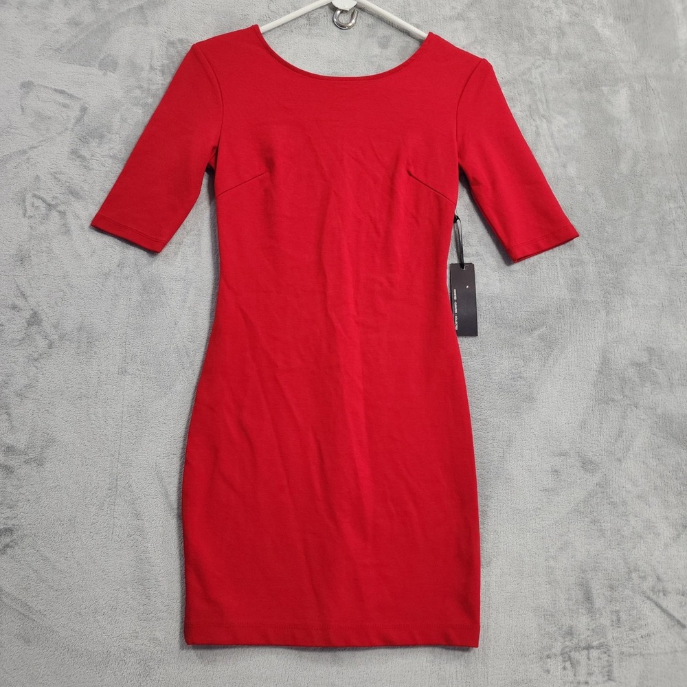 NEW Lulus Dress Women S Red Point of Inflection Bodycon V-Back Half Sleeve Party